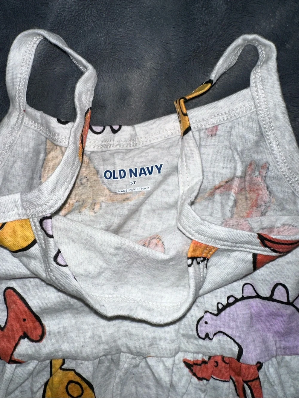Old Navy toddler girl Grey Dinosaur Print Tank Dress - Multicolor Dinosaurs